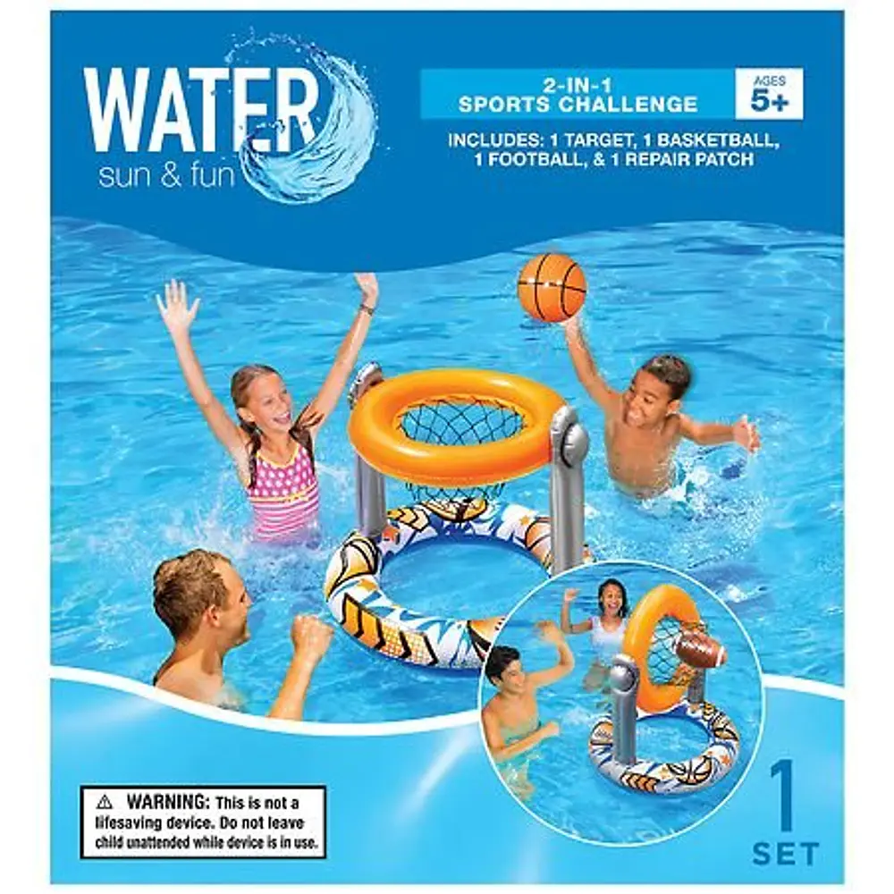 Sun  N Fun 2 In 1 Inflatable PVC Basketball Football Pool Game