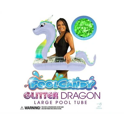 PoolCandy Glitter Dragon Unisex Pool Ring Float  Pvc  Purple  40