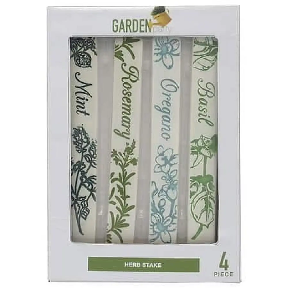 Garden Party 4 Piece Herb Stakes Set - Mint  Rosemary  Oregano  Basil