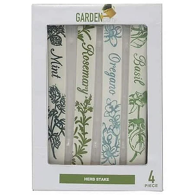Garden Party 4 Piece Herb Stakes Set - Mint  Rosemary  Oregano  Basil