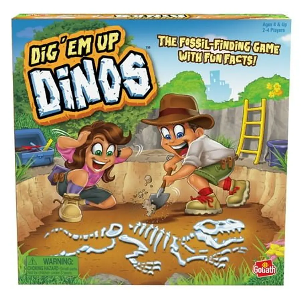 Goliath Dig  Em Up Dinos - Fossil-Finding  Dino-Building Game Includes Fun Dinosaur Facts - 2-4 Players  Ages 4 And Up