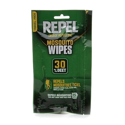 Repel Insect Repellent Mosquito Wipes 30% DEET  15 Count