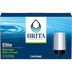 Brita Elite Faucet Mount System Replacement Filter  Reduces Lead  Made Without BPA  Chrome  3 Count