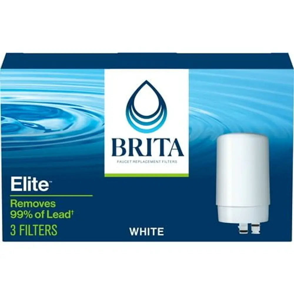 Brita Elite Faucet Mount System Replacement Filter  Reduces Lead  Made Without BPA  White  3 Count