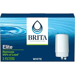 Brita Elite Faucet Mount System Replacement Filter  Reduces Lead  Made Without BPA  White  3 Count