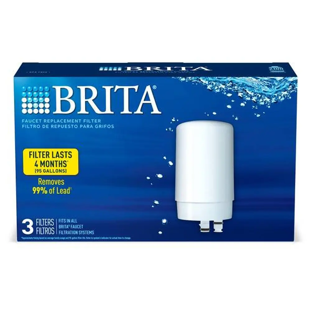 Brita Elite Faucet Mount System Replacement Filter  Reduces Lead  Made Without BPA  White  3 Count
