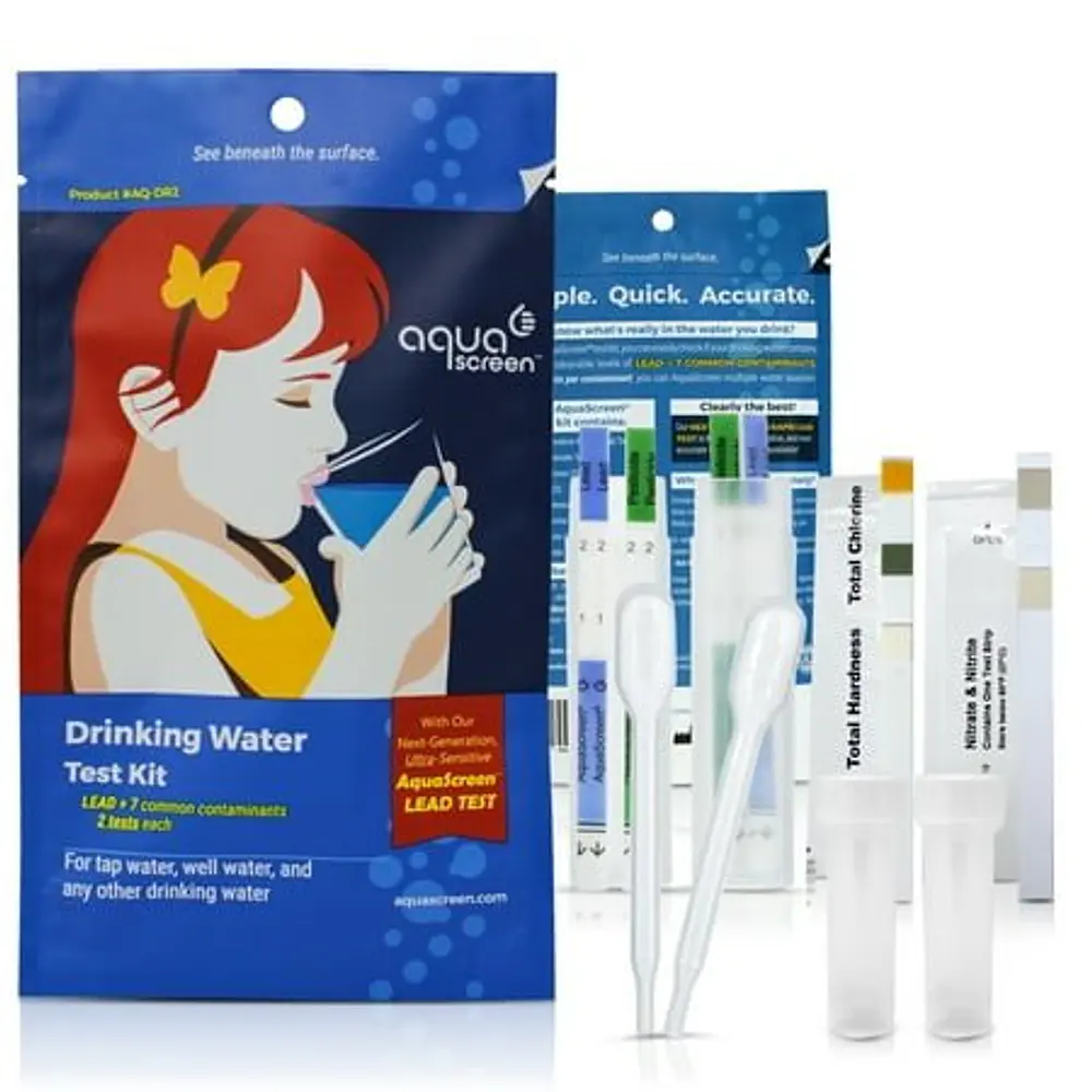 AquaScreen Drinking Water Test Kit - Includes 2 Droppers  2 Tubes  2 Sets of Tests