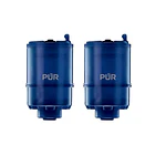 PUR PLUS 2pc Replacement Faucet Mount Water Filter: Filters Mercury, Lead, Microplastics, Chlorine, Blue, 30-Day Warranty