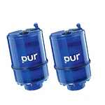 PUR PLUS 2pc Replacement Faucet Mount Water Filter: Filters Mercury, Lead, Microplastics, Chlorine, Blue, 30-Day Warranty