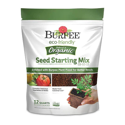 Burpee Eco-Friendly Natural & Organic Seed Starting Mix  12 Quart Soil  18.25 in H x 14.25 in L x 7 in W