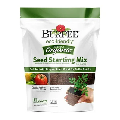 Burpee Eco-Friendly Natural & Organic Seed Starting Mix  12 Quart Soil  18.25 in H x 14.25 in L x 7 in W
