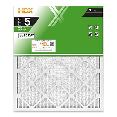 HDX 16x20x1 Standard Pleated Air Filter FPR 5  3-Pack