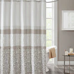 510 Design Embroidered Bathroom Shower Curtain 72x72  Printed Pieced Traditional Shower Curtain  Neutral