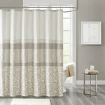 510 Design Embroidered Bathroom Shower Curtain 72x72  Printed Pieced Traditional Shower Curtain  Neutral