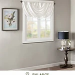 46"x38" Gail Faux Silk Waterfall Embellished Valance White: Madison Park Window Valance, Solid Pattern, Rod Pocket