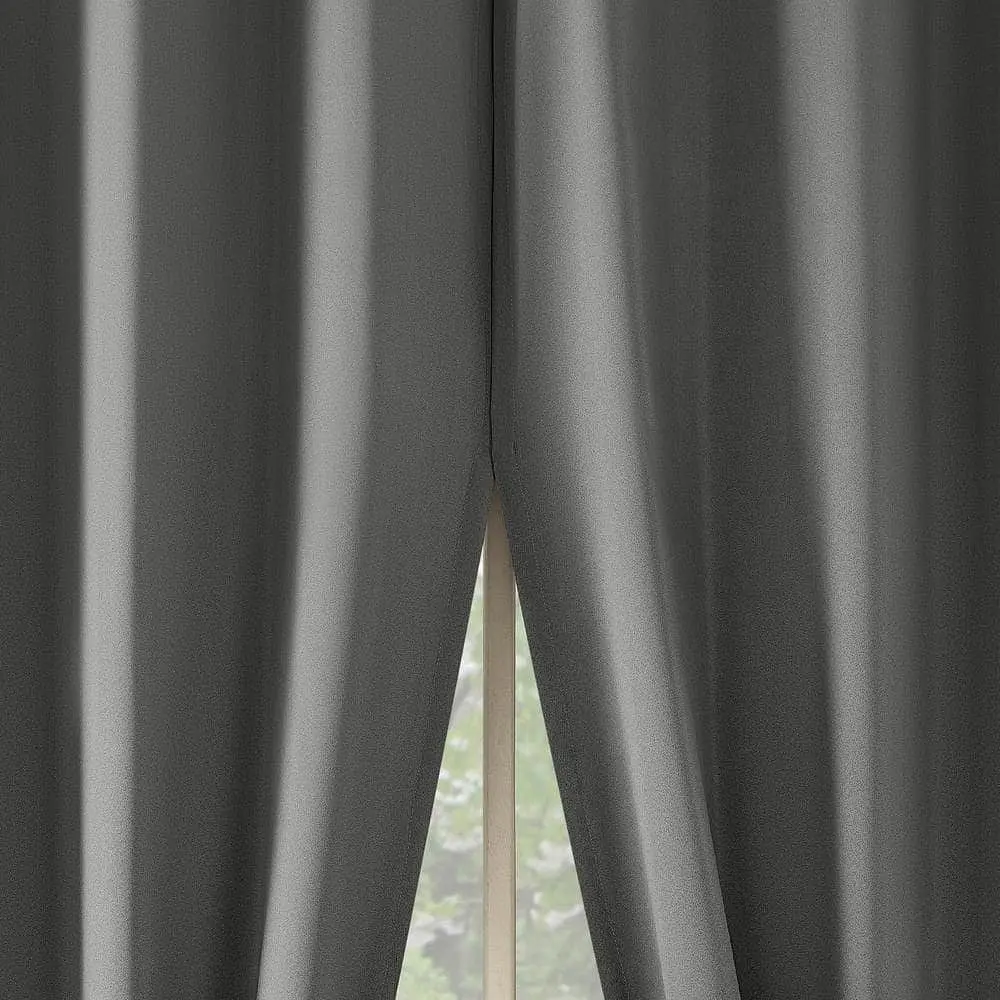 No. 918 Brandon 2-Piece Magnetic Closure Room Darkening Grommet Top Curtain Panel  Gray  54.0”W x 63 L