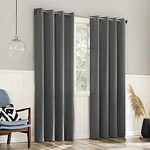 No. 918 Brandon 2-Piece Magnetic Closure Room Darkening Grommet Top Curtain Panel  Gray  54.0”W x 63 L
