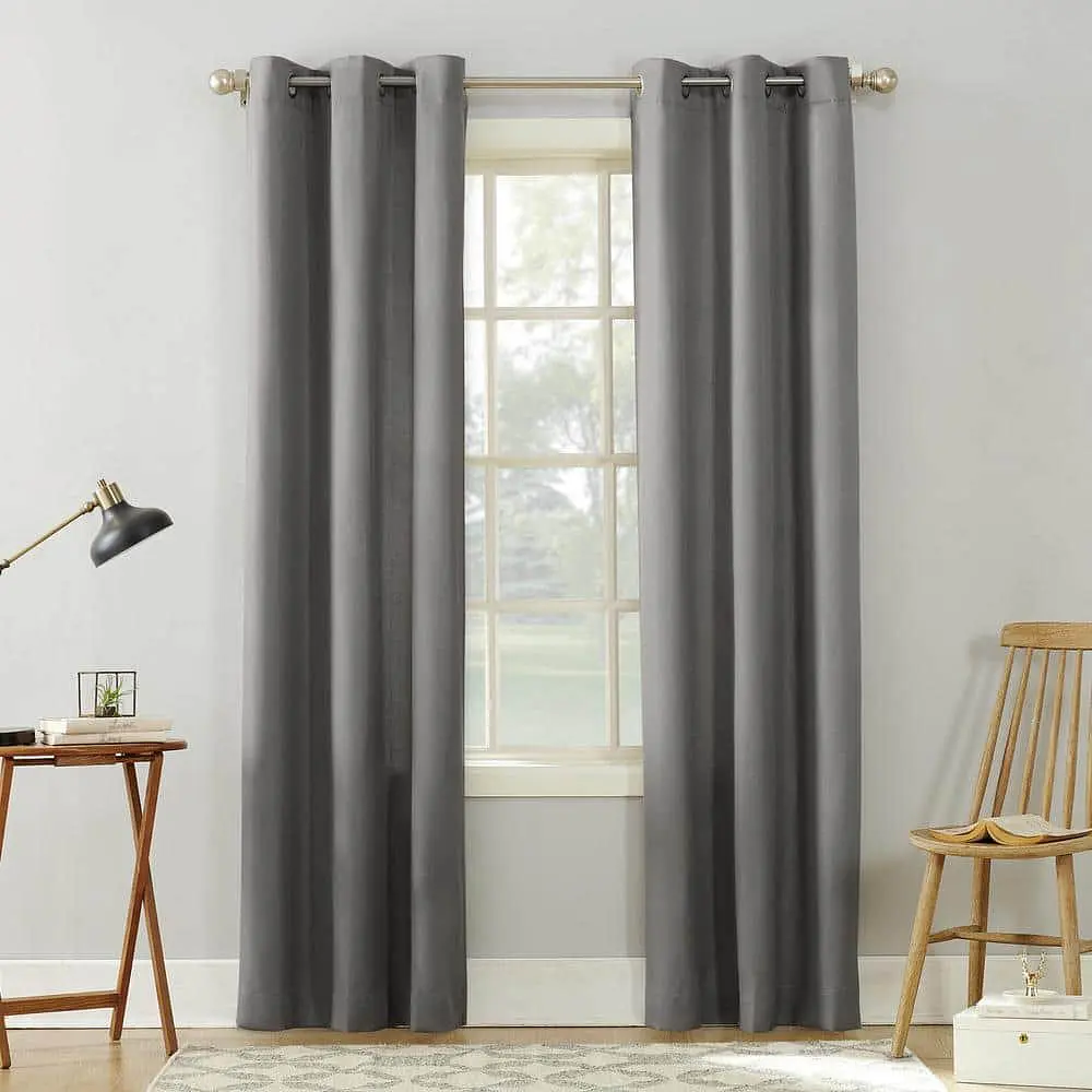 No. 918 Sora Casual Textured Semi-Sheer Grommet Curtain Panel  40 x63   Gray