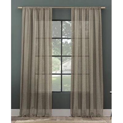 63"x50" Subtle Foliage Recycled Fiber Sheer Curtain Panel Mushroom - Clean Window
