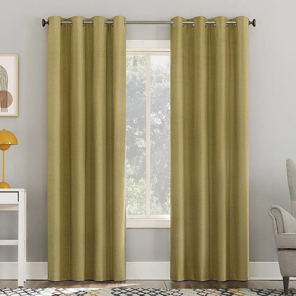 50"x95" Sun Zero 100% Blackout Duran Thermal Insulated Grommet Curtain Panel Gold: Energy Efficient Indoor Drapes