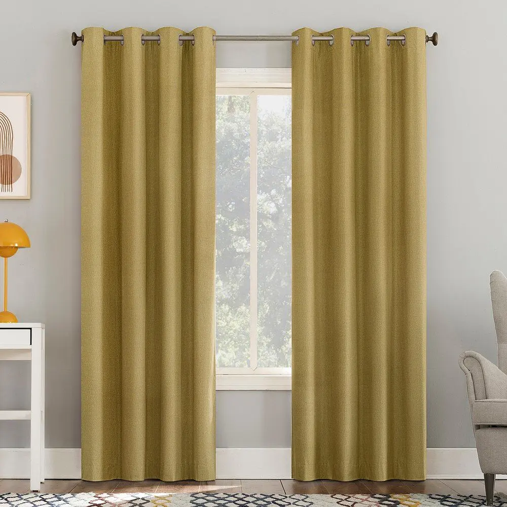 50"x95" Sun Zero 100% Blackout Duran Thermal Insulated Grommet Curtain Panel Gold: Energy Efficient Indoor Drapes