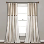 Lush Decor Linen Button Farmhouse Chic Solid Color Cotton Blend Light Filtering Window Curtains  95 L x 40 W  Single Panel