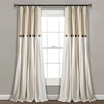 Lush Decor Linen Button Farmhouse Chic Solid Color Cotton Blend Light Filtering Window Curtains  95 L x 40 W  Single Panel