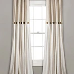 Lush Decor Linen Button Farmhouse Chic Solid Color Cotton Blend Light Filtering Window Curtains  95 L x 40 W  Single Panel