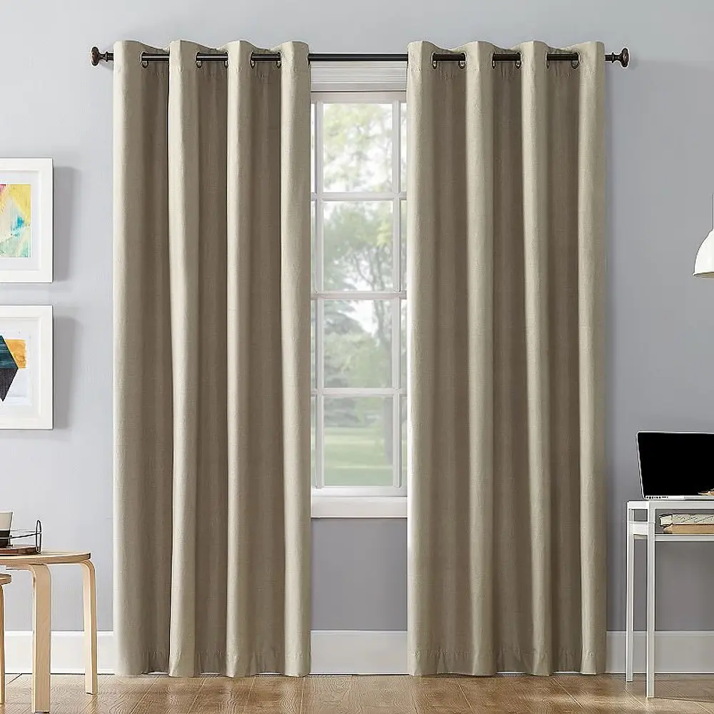 Sun Zero Duran Thermal Insulated 100% Blackout Grommet Curtain Panel  50 X95   Linen (Single Panel)