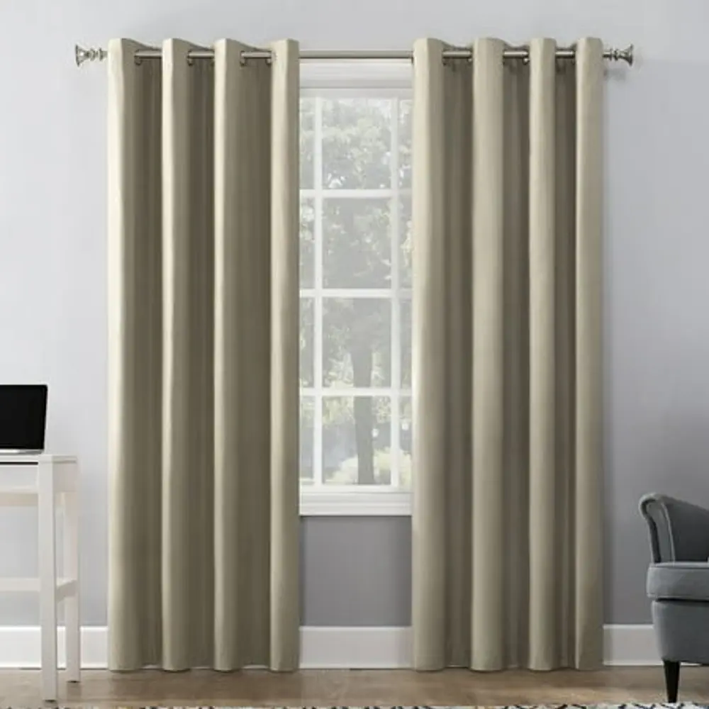 Sun Zero Duran Thermal Insulated 100% Blackout Grommet Curtain Panel  50 X95   Linen (Single Panel)