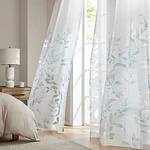 Madison Park Cecily Burnout Printed Curtain Panel in Aqua  50 x95