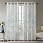 Madison Park Cecily Burnout Printed Curtain Panel in Aqua  50 x95