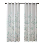 Madison Park Cecily Burnout Printed Curtain Panel in Aqua  50 x95