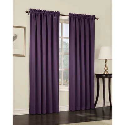 Sun Zero Kylee Energy Efficient Room Darkening Rod Pocket Curtain Panel  54  X 95   Plum