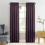 Sun Zero Kylee Energy Efficient Room Darkening Rod Pocket Curtain Panel  54  X 95   Plum