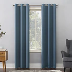 Sun Zero Nolan 1-Piece Energy Saving Blackout Grommet Curtain Panel  40 X95   Denim Blue