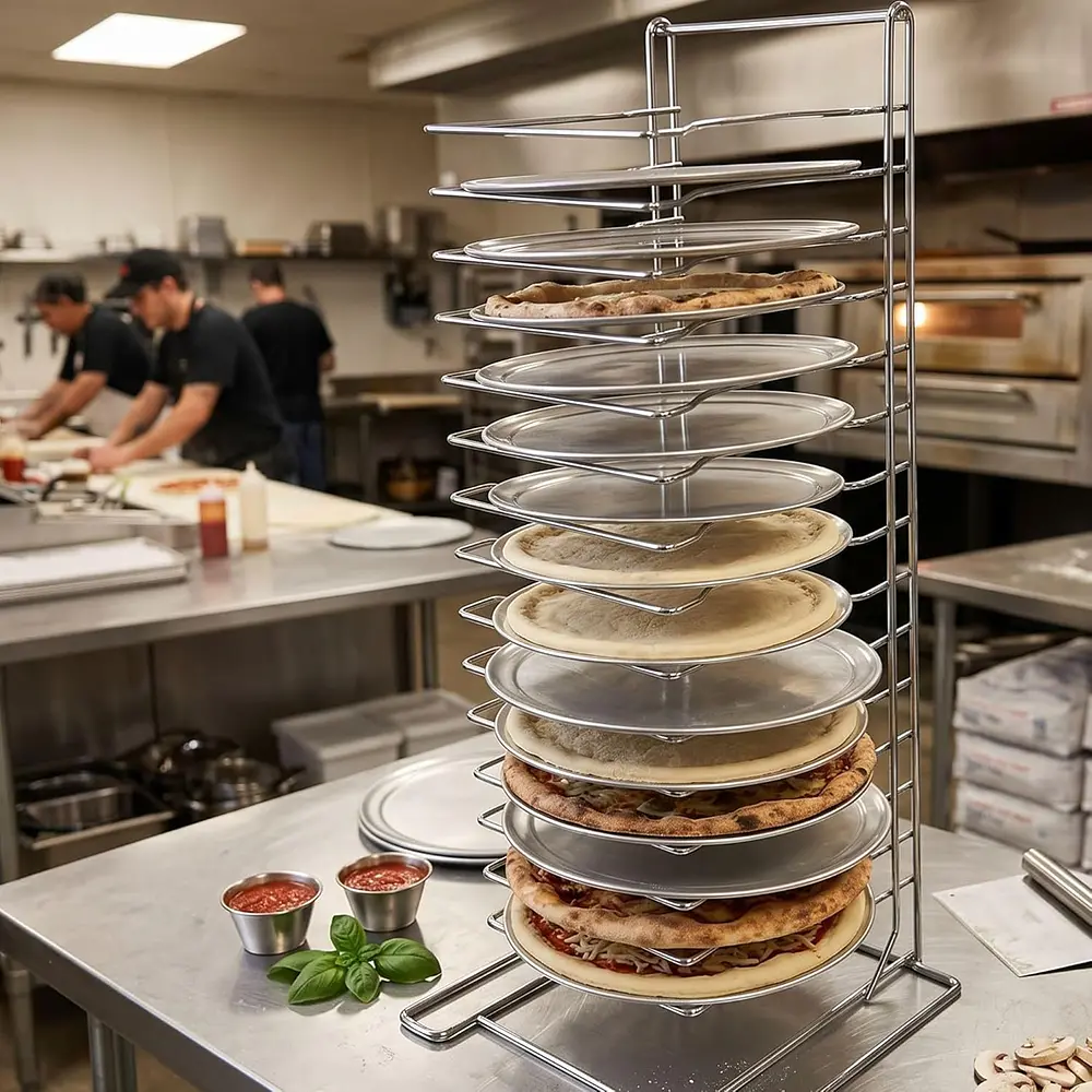 Winco APZT-1015 15-Slot Aluminum Pizza Pan Rack