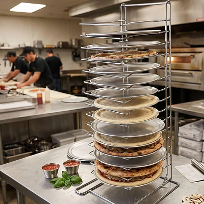 Winco APZT-1015 15-Slot Aluminum Pizza Pan Rack