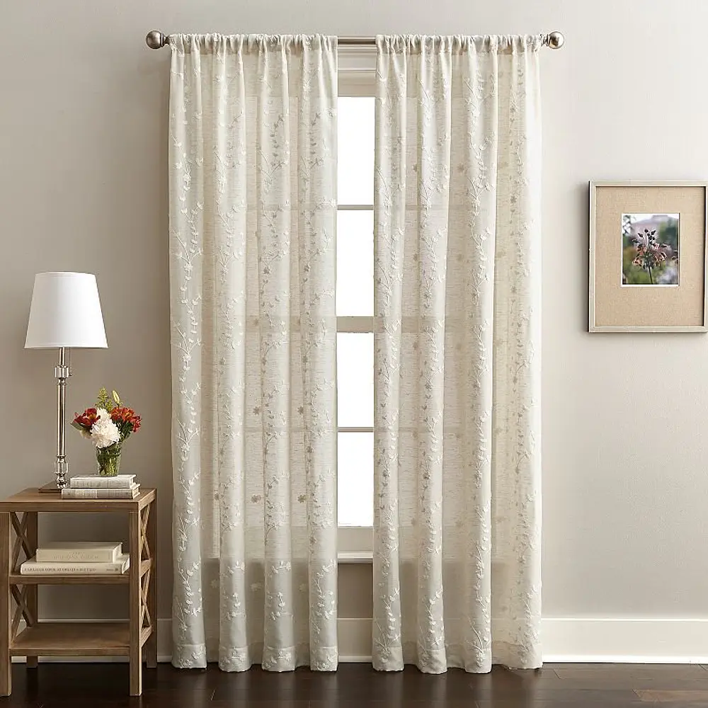 CHF Lynette Indoor  Polyester/Linen/Other Fiber  Light Filtering Single Panel Rod Pocket  50 x95   Adult