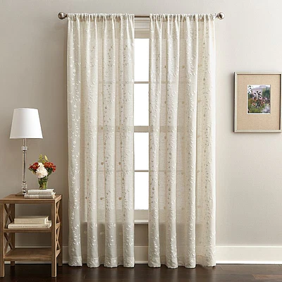 CHF Lynette Indoor  Polyester/Linen/Other Fiber  Light Filtering Single Panel Rod Pocket  50 x95   Adult