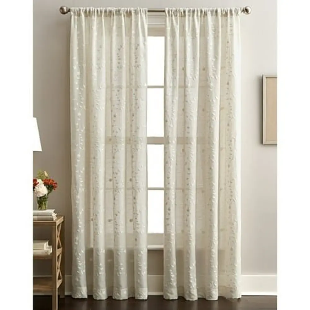 CHF Lynette Indoor  Polyester/Linen/Other Fiber  Light Filtering Single Panel Rod Pocket  50 x95   Adult