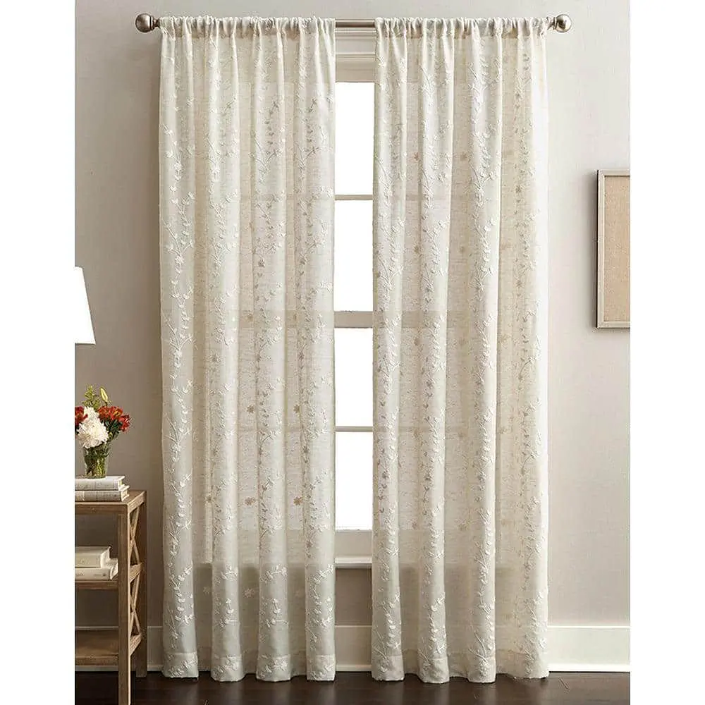 CHF Lynette Indoor  Polyester/Linen/Other Fiber  Light Filtering Single Panel Rod Pocket  50 x95   Adult