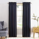 Sun Zero Kylee Energy Efficient Room Darkening Rod Pocket Curtain Panel  54  X 95   Black