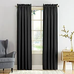 Sun Zero Kylee Energy Efficient Room Darkening Rod Pocket Curtain Panel  54  X 95   Black