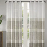 Madison Park Hayden Striped Linen-Like Sheer Window Panel, 50" x 95"