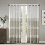 Madison Park Hayden Striped Linen-Like Sheer Window Panel, 50" x 95"