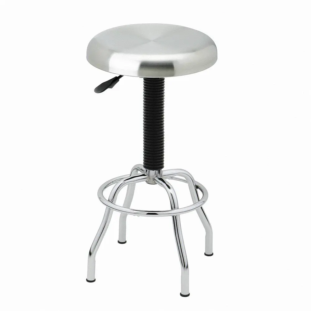 Stainless Steel Top Pneumatic Work Adjustable Height Barstool Silver - Seville Classics: NSF Certified, Chrome-Plated Base