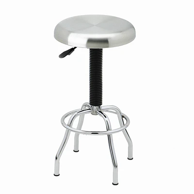 Stainless Steel Top Pneumatic Work Adjustable Height Barstool Silver - Seville Classics: NSF Certified, Chrome-Plated Base