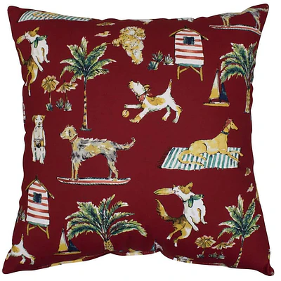 Summer Dogs Chili Square Outdoor Throw Pillow