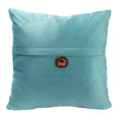Jordan Manufacturing 20  x 20  Turquoise Solid Square Reversible Decorative Throw Pillow with Front Button